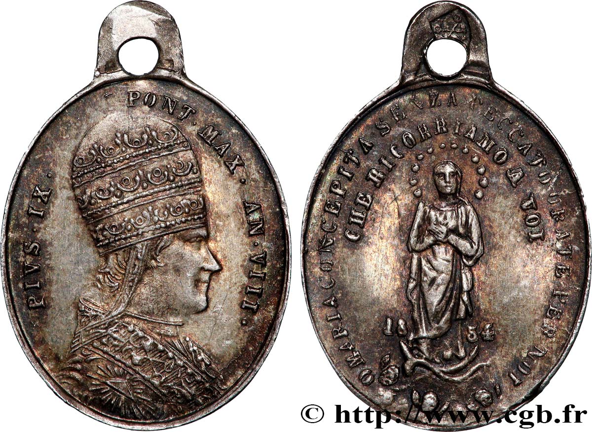 ITALIEN - KIRCHENSTAAT - PIE IX. Giovanni Maria Mastai Ferretti) Médaille, Marie conçue sans péchés fVZ