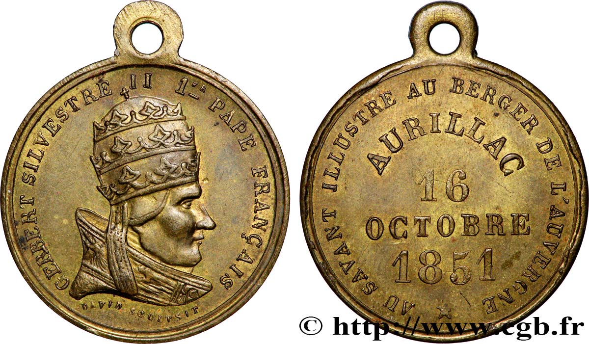 ZWEITE FRANZOSISCHE REPUBLIK Médaille, Silvestre II, Au Savant illustre fVZ