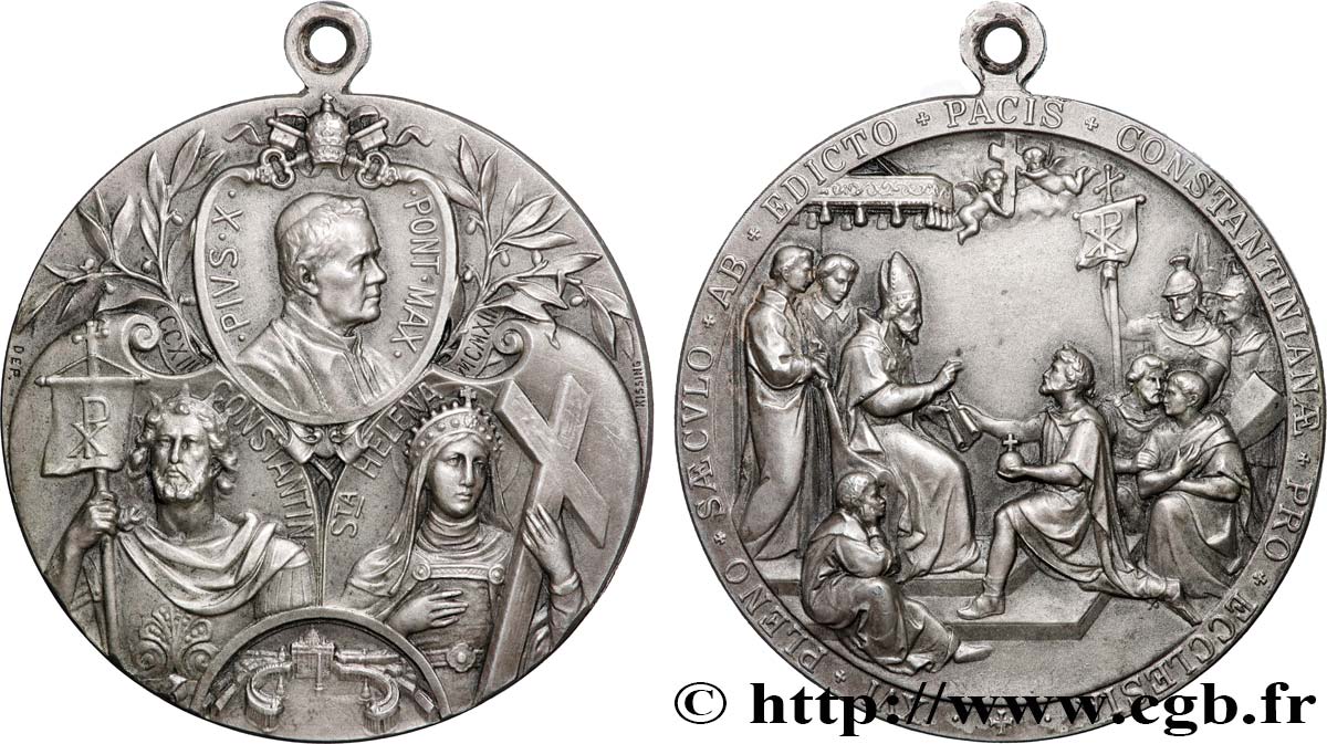 VATICAN - PIE X (Giuseppe Melchiorre Sarto) Médaille, Lettre apostolique Universis Christifidelibus TTB+/SUP