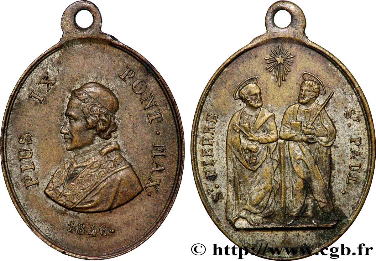 ITALIEN - KIRCHENSTAAT - PIE IX. Giovanni Maria Mastai Ferretti) Médaillette, Saint Pierre et Saint Paul SS
