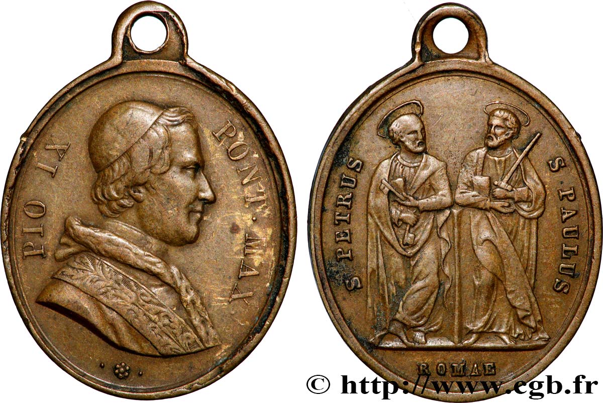 ITALIEN - KIRCHENSTAAT - PIE IX. Giovanni Maria Mastai Ferretti) Médaillette, Saint Pierre et Saint Paul SS