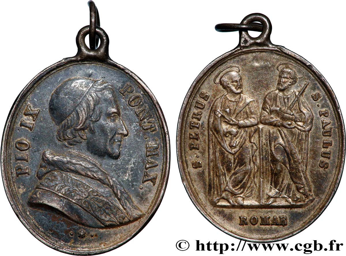 ITALIEN - KIRCHENSTAAT - PIE IX. Giovanni Maria Mastai Ferretti) Médaillette, Saint Pierre et Saint Paul SS
