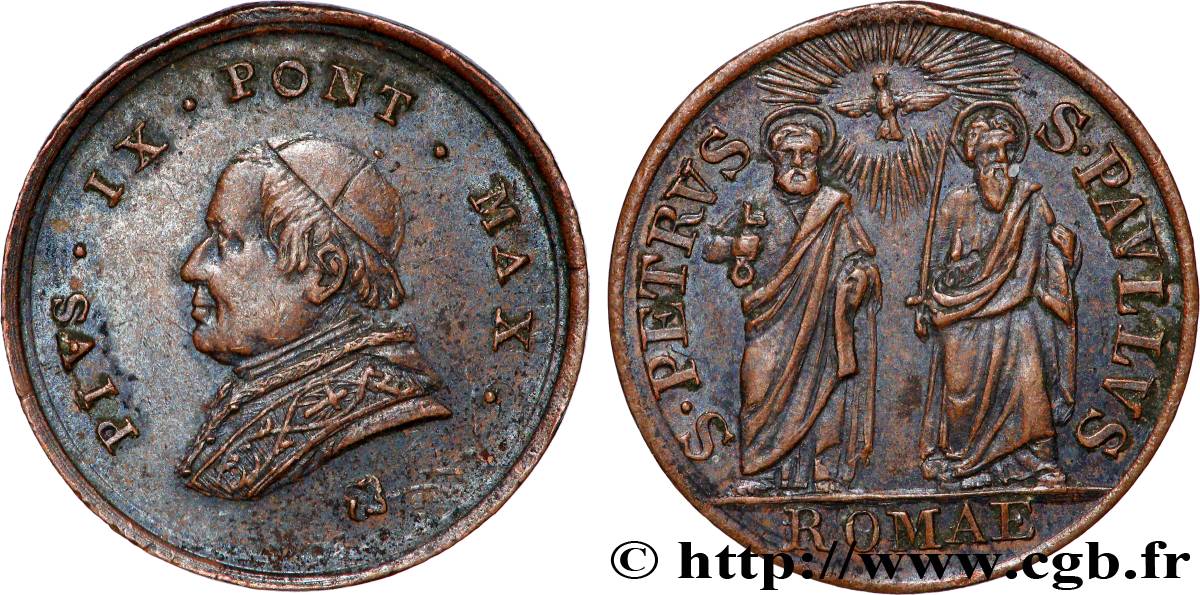 ITALIEN - KIRCHENSTAAT - PIE IX. Giovanni Maria Mastai Ferretti) Médaillette, Saint Pierre et Saint Paul SS