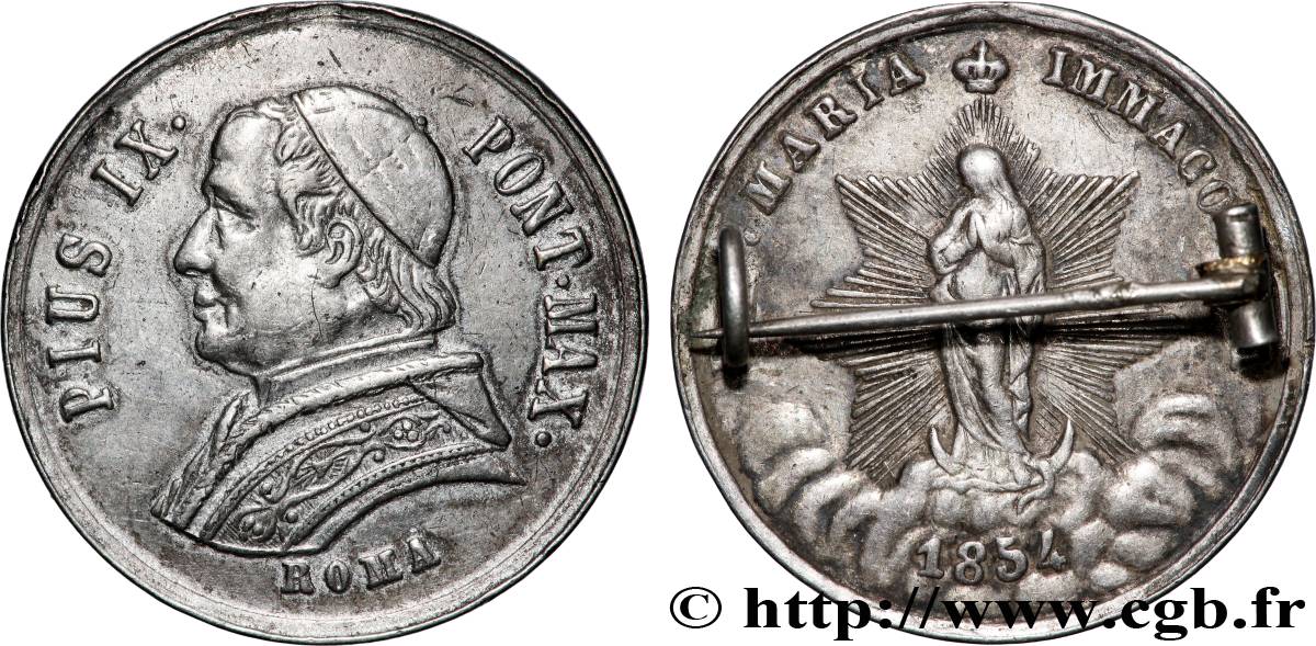 ITALIEN - KIRCHENSTAAT - PIE IX. Giovanni Maria Mastai Ferretti) Médaille, Vierge immaculé fSS