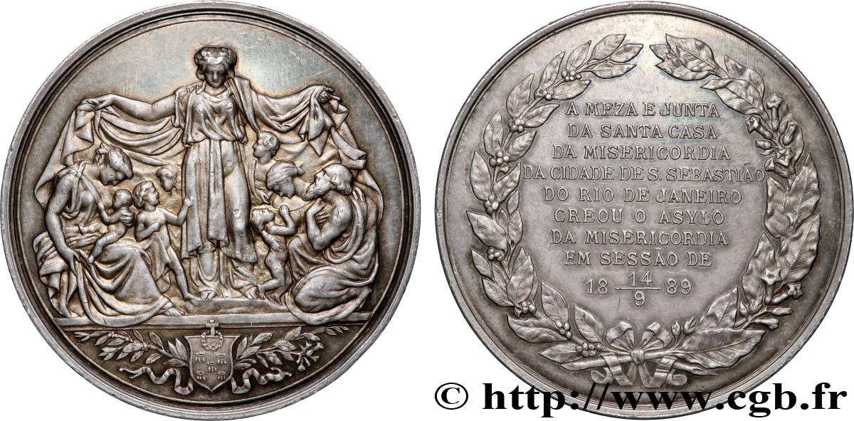 BRÉSIL - EMPIRE DU BRÉSIL - PIERRE II Médaille, Santa Casa Misericordia de Rio de Janeiro AU