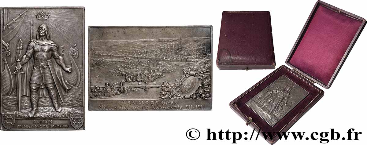 III REPUBLIC Plaquette, Duc Rollon, Millénaire de la ville de Rouen AU