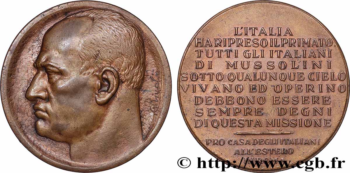 ITALY - VICTOR EMMANUEL III Médaille, Mussolini, Vingt ans de fascisme AU