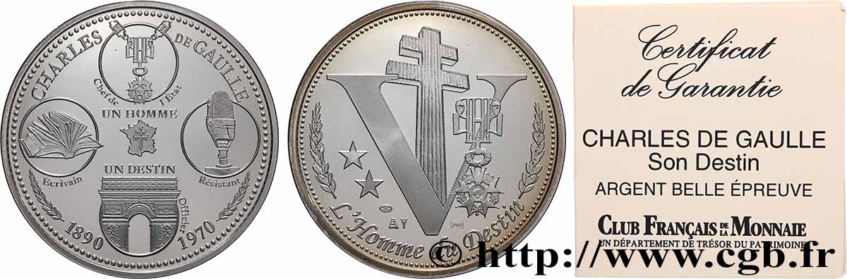 V REPUBLIC Médaille, Charles de Gaulle MS