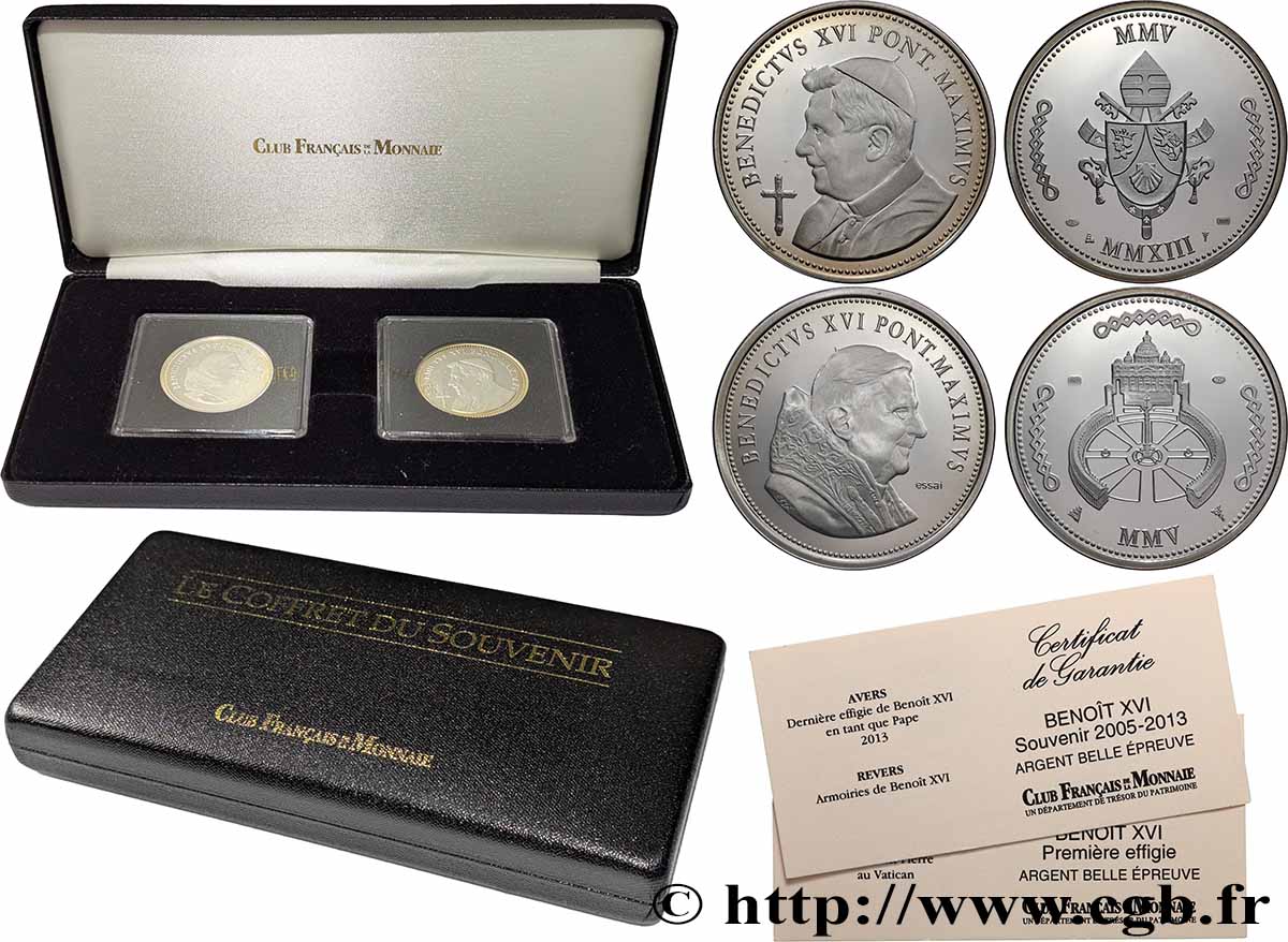 VATICAN AND PAPAL STATES Coffret de deux médailles, Benoît XVI Proof set