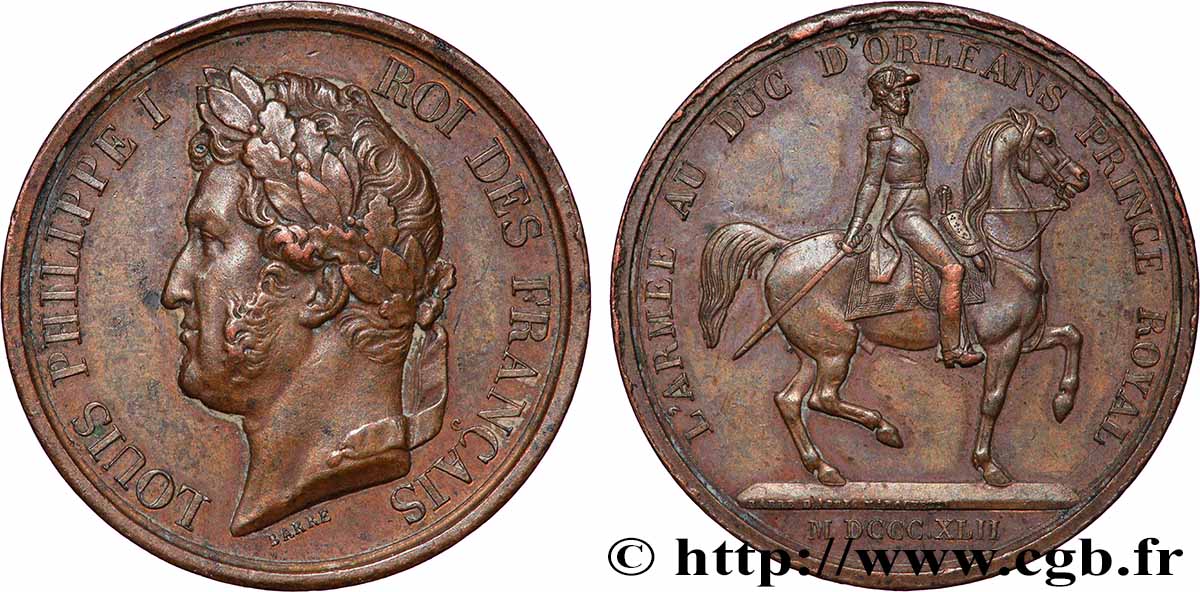 ILE DE FRANCE - TOWNS AND GENTRY Médaille, L’armée au Duc d’Orléans, prince royal AU