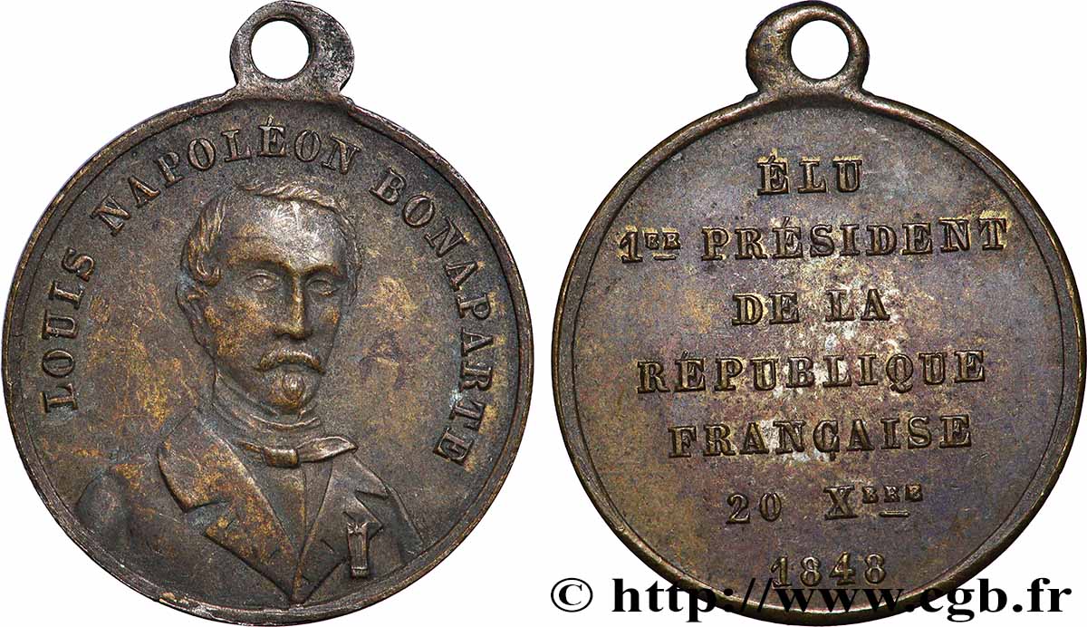 SECOND REPUBLIC Médaille, Proclamation du président Louis Napoléon Bonaparte XF