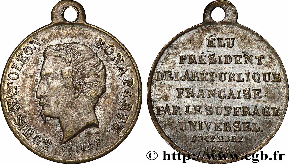 DEUXIÈME RÉPUBLIQUE Médaillette, Proclamation du président Louis Napoléon Bonaparte q.SPL