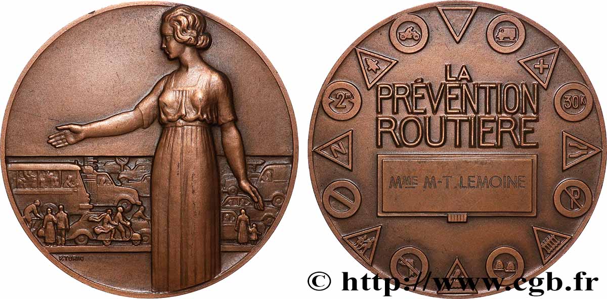 CINQUIÈME RÉPUBLIQUE Médaille, La prévention routière TTB+