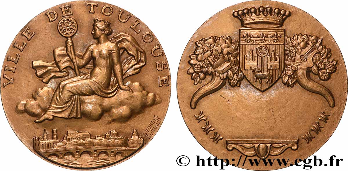 CINQUIÈME RÉPUBLIQUE Médaille, Ville de Toulouse TTB+