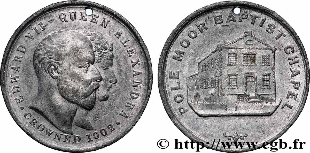 GRANDE-BRETAGNE - ÉDOUARD VII Médaille, Chapelle de Pole Moor TTB