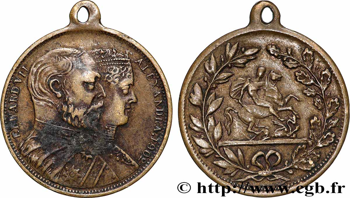 GRANDE-BRETAGNE - ÉDOUARD VII Médaille, Saint George TTB+