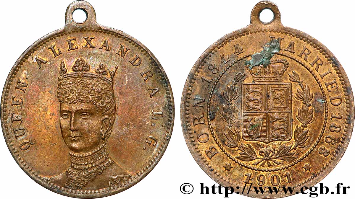 GRANDE-BRETAGNE - ÉDOUARD VII Médaille, Alexandra de Danemark TTB+