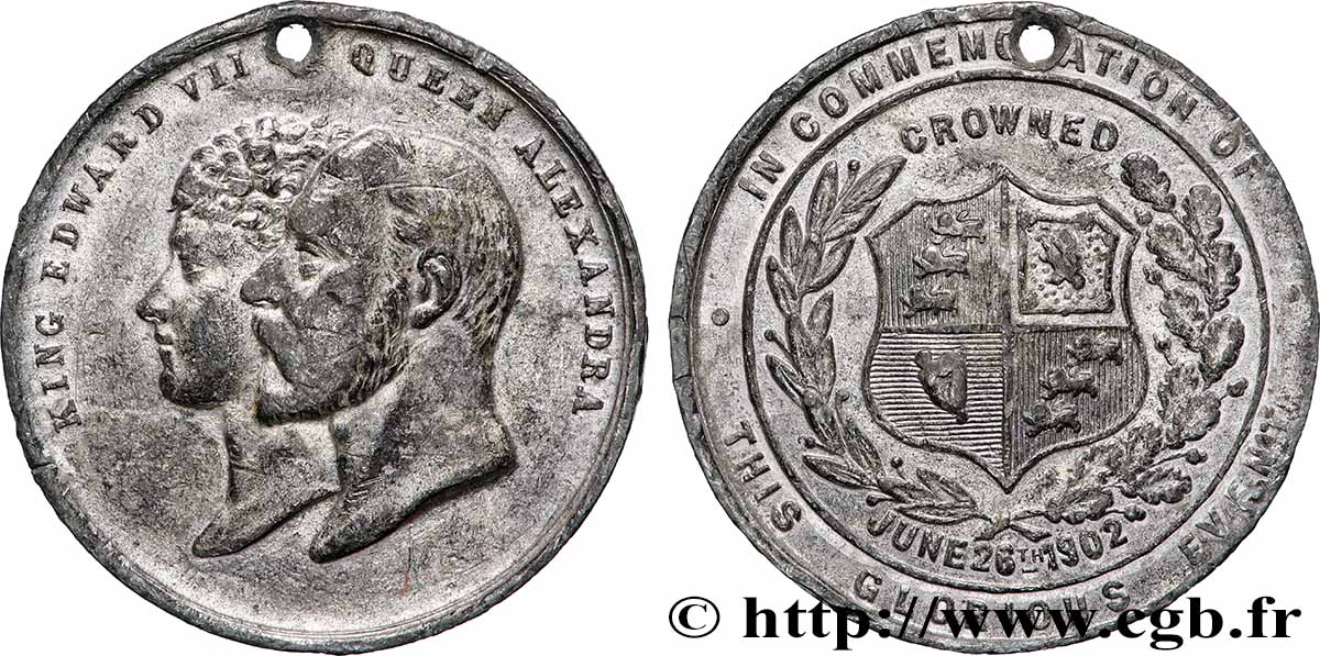GRANDE-BRETAGNE - ÉDOUARD VII Médaille, Commémoration du couronnement du roi Édouard VII BB