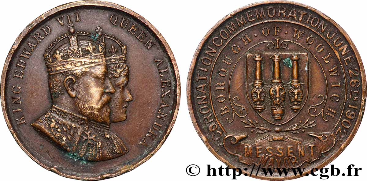 GRANDE-BRETAGNE - ÉDOUARD VII Médaille, Jour du couronnement d Édouard VII et d Alexandra AU