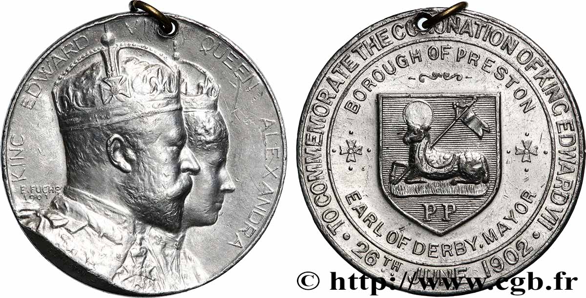 GRANDE-BRETAGNE - ÉDOUARD VII Médaille, Commémoration du couronnement du roi Édouard VII TTB+