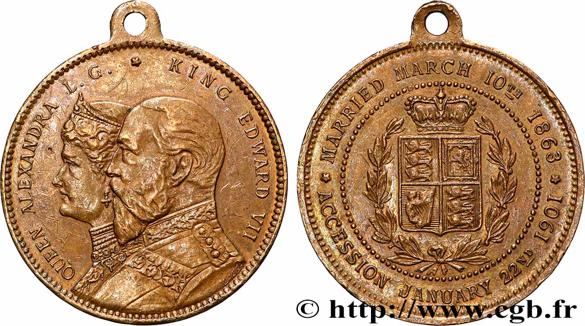 GRANDE-BRETAGNE - ÉDOUARD VII Médaille, Accession au trône AU