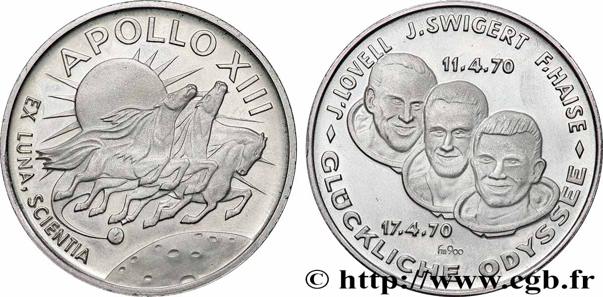 CONQUÊTE DE L ESPACE - EXPLORATION SPATIALE Médaille, Apollo 13 - Ex luna, scientia VZ