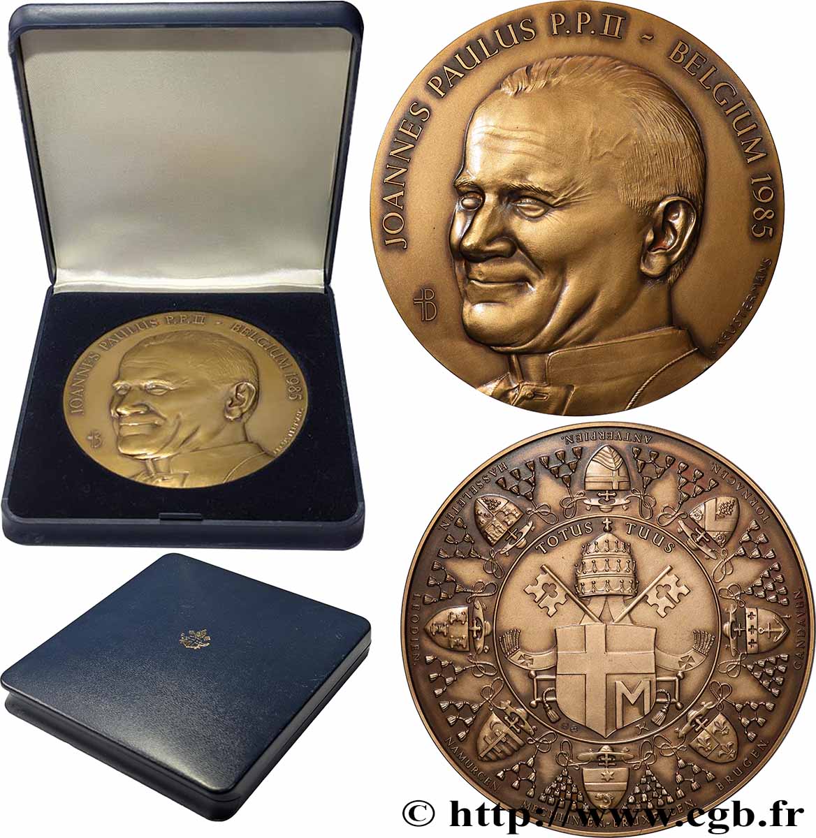 BELGIQUE - ROYAUME DE BELGIQUE - BAUDOUIN Ier Médaille, Première visite de Jean-Paul II en Belgique VZ