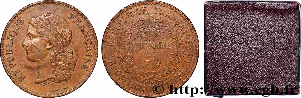III REPUBLIC Médaille, Centenaire de 1789 XF
