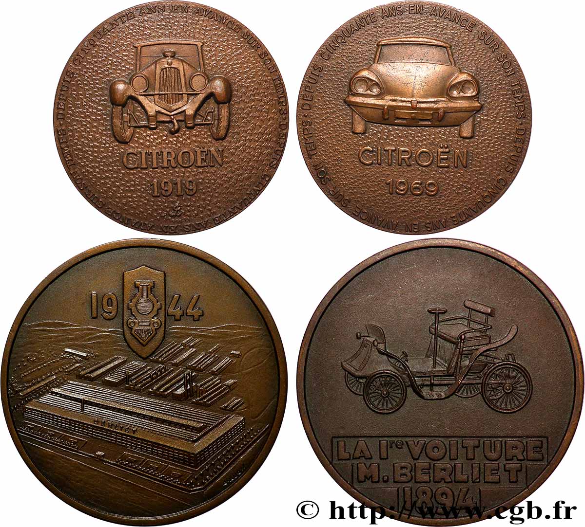QUINTA REPUBBLICA FRANCESE Lot de deux médailles, Voiture Berliet et voiture Citroën SPL
