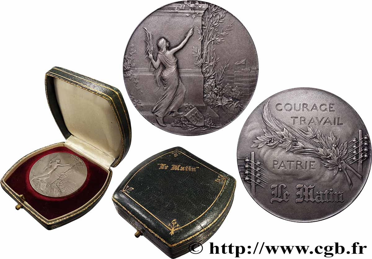 III REPUBLIC Médaille, Courage, travail et Patrie, journal Le Matin AU