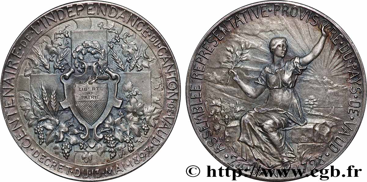 SCHWEIZ Médaille, Centenaire de l’indépendance du canton de Vaud fVZ