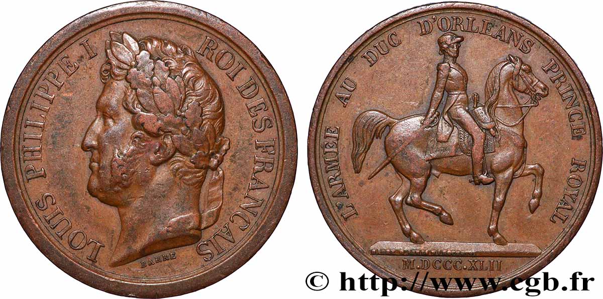 PARIS - ILE DE FRANCE Médaille, L’armée au Duc d’Orléans, prince royal fVZ