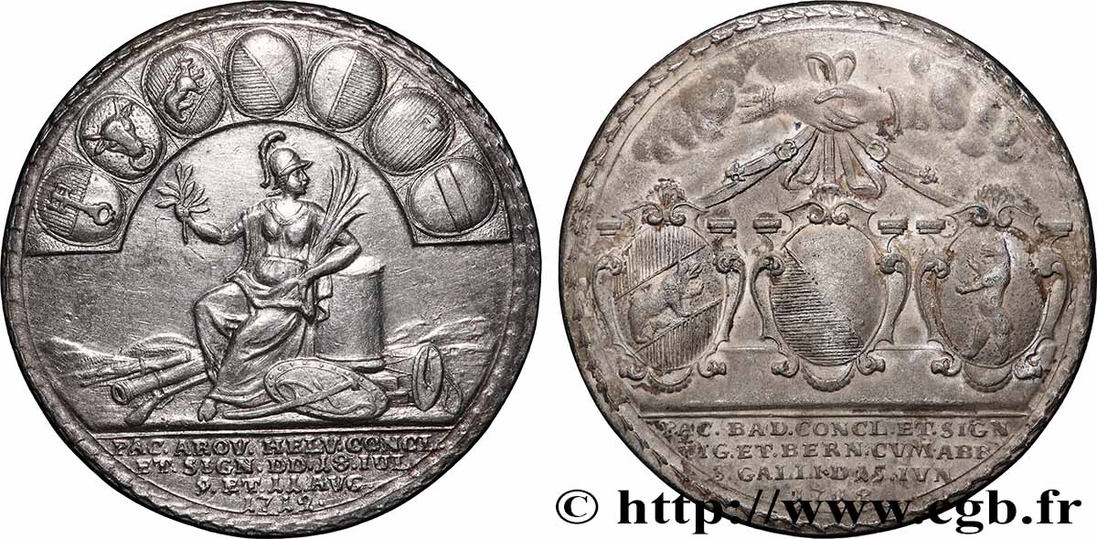 SVIZZERA - CANTONE ARGOVIA Médaille, Commémorant la paix de Bade et la fin de la guerre du Toggenburg BB