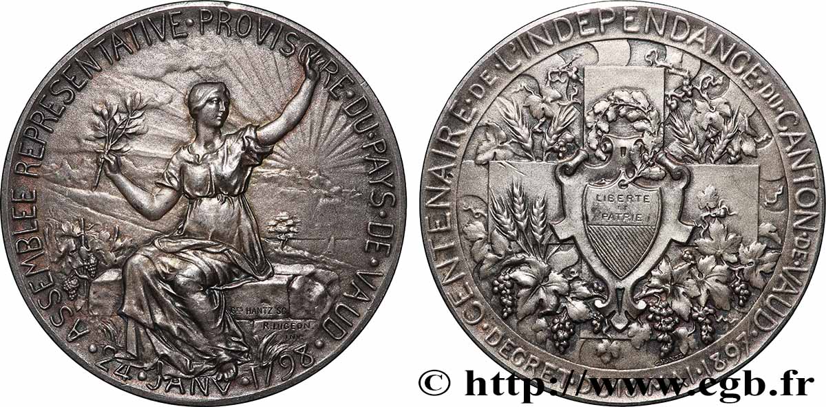 SWITZERLAND Médaille, Centenaire de l’indépendance du canton de Vaud AU