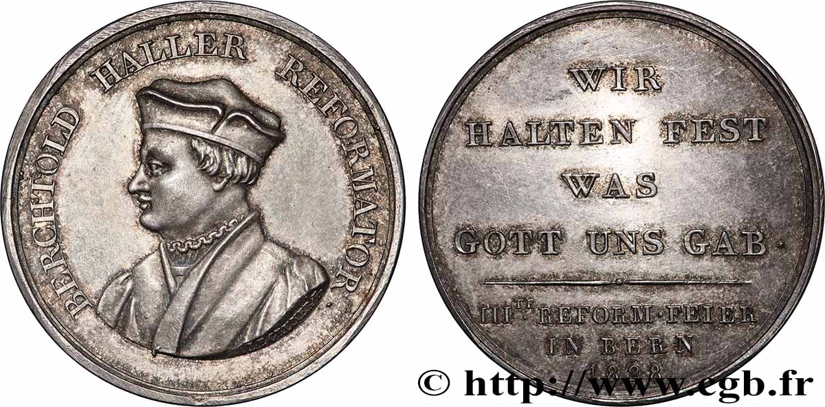 SUISSE - CANTON DE BERNE Médaille, Berchtold Haller, 300e anniversaire de la réformation de Bern TTB+