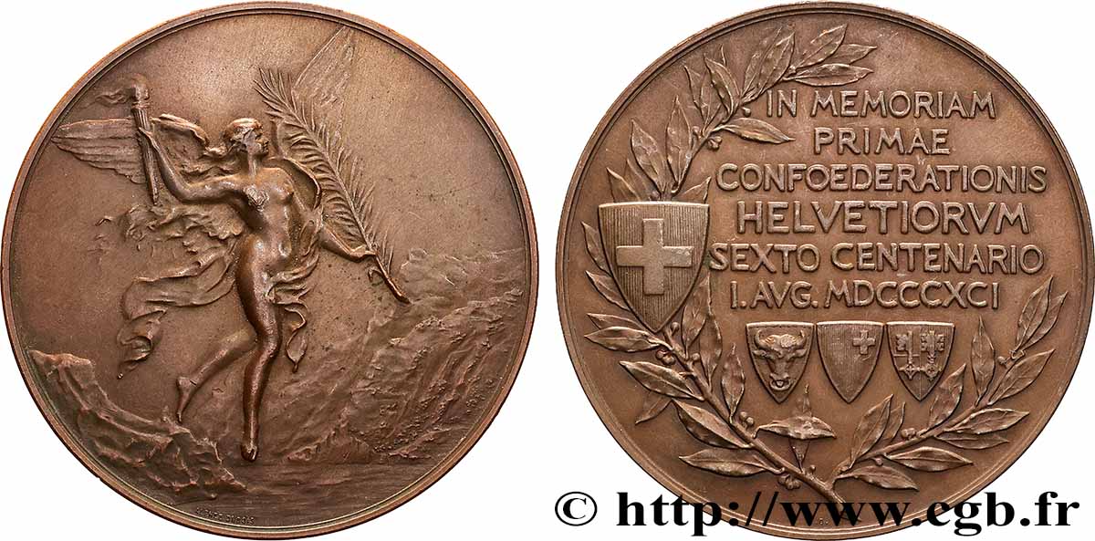 SWITZERLAND Médaille, Sixième centenaire de la Confédération helvétique AU