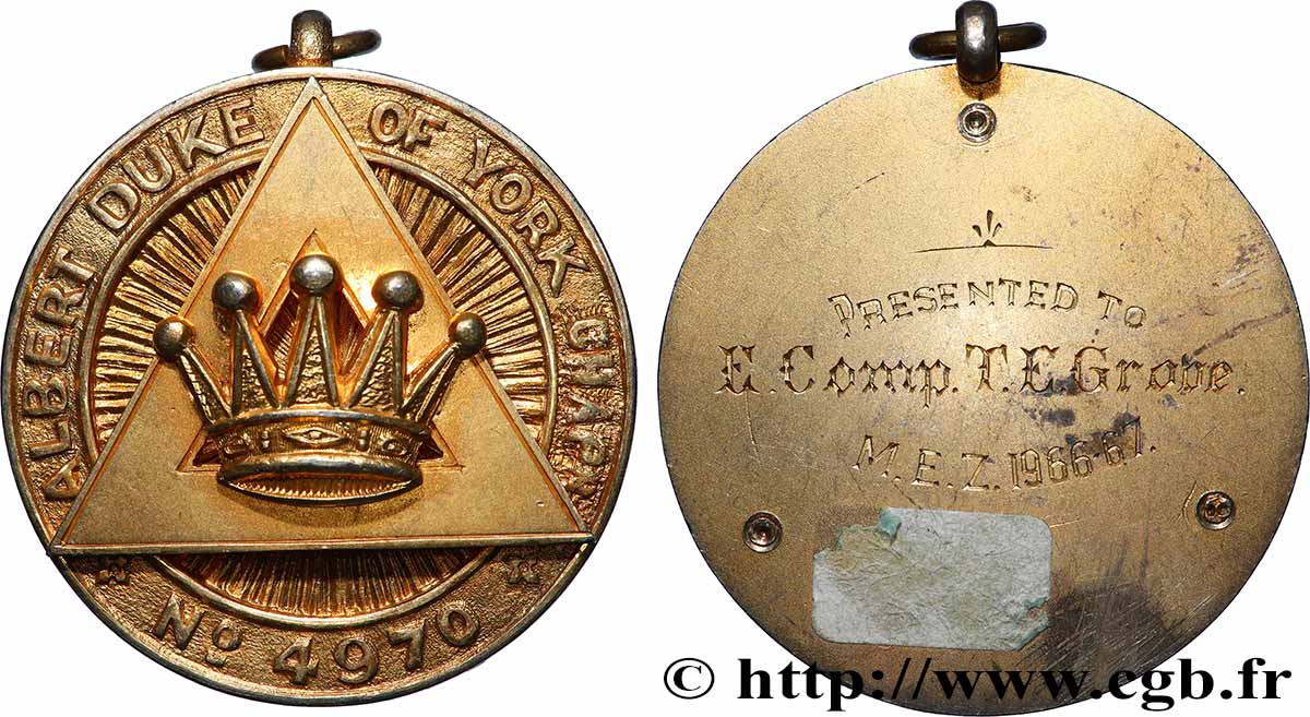 FREEMASONRY Médaille, Albert, duc de York AU