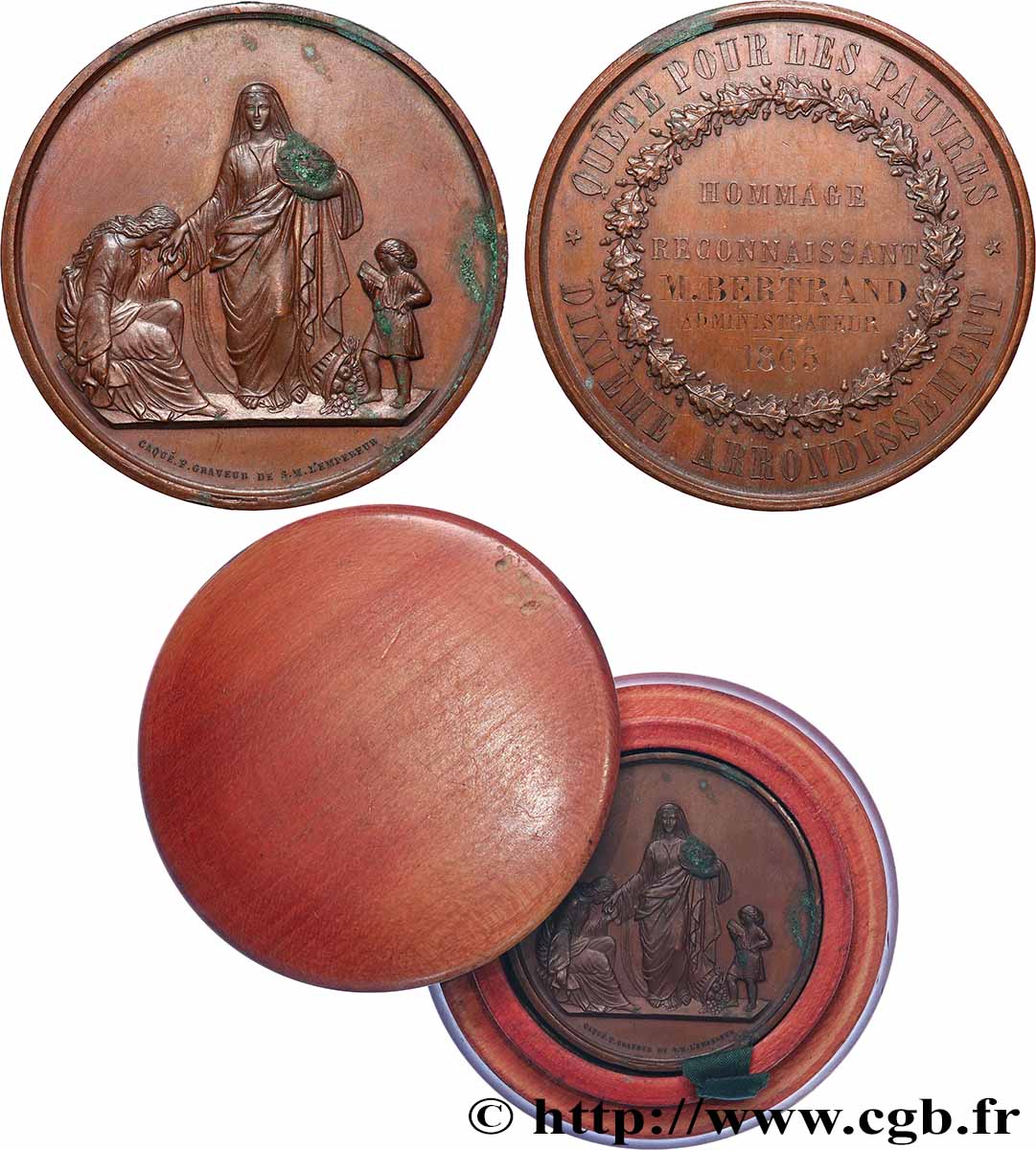 SECOND EMPIRE Médaille, Quête pour les pauvres AU/AU