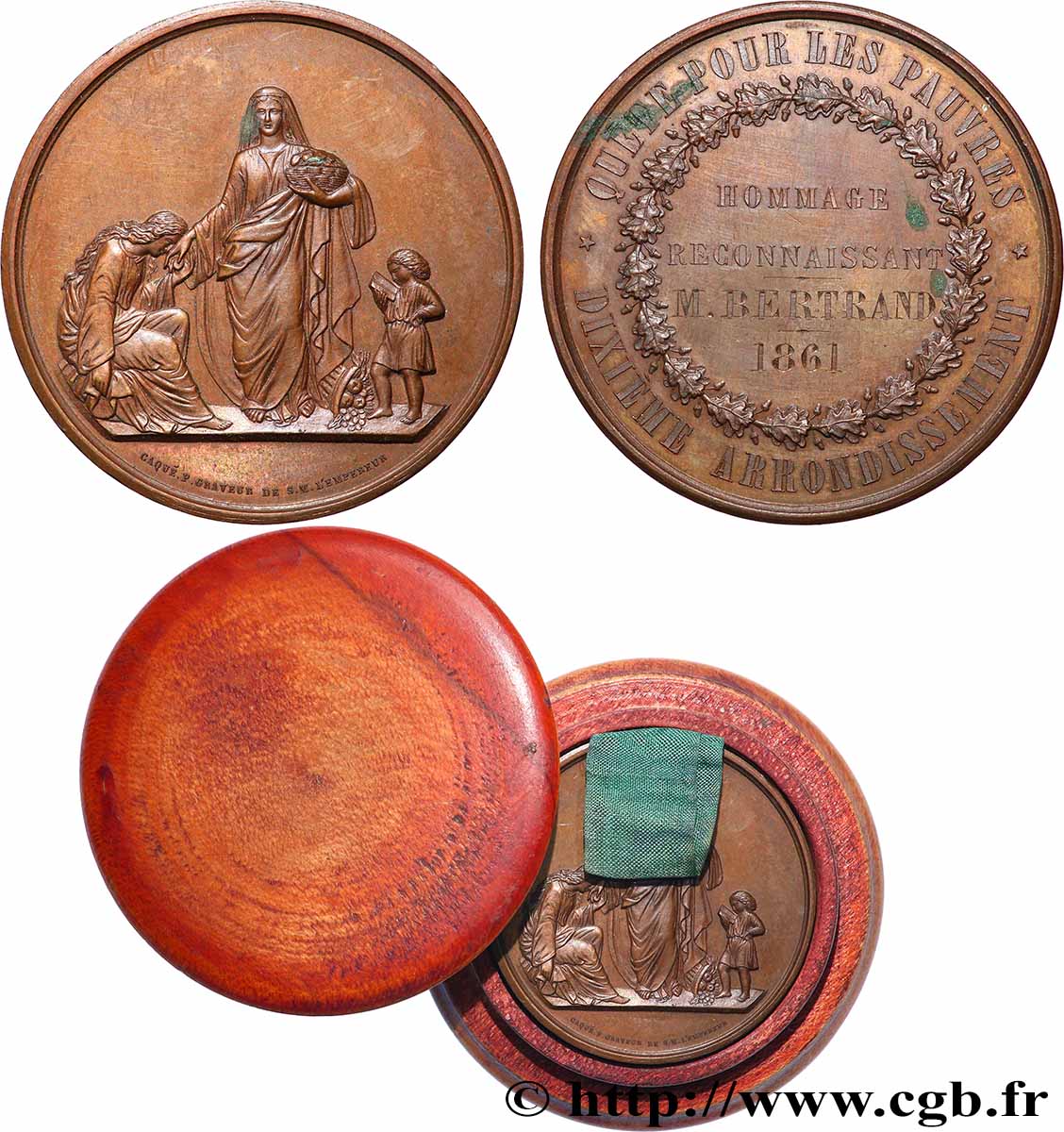SECOND EMPIRE Médaille, Quête pour les pauvres AU