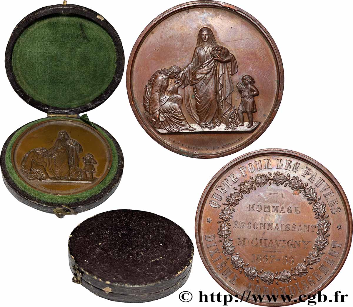 SECOND EMPIRE Médaille, Quête pour les pauvres AU