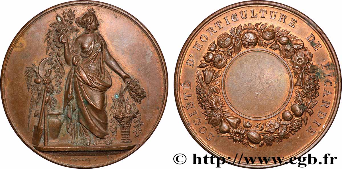 III REPUBLIC Médaille, Société d’Horticulture de Picardie AU