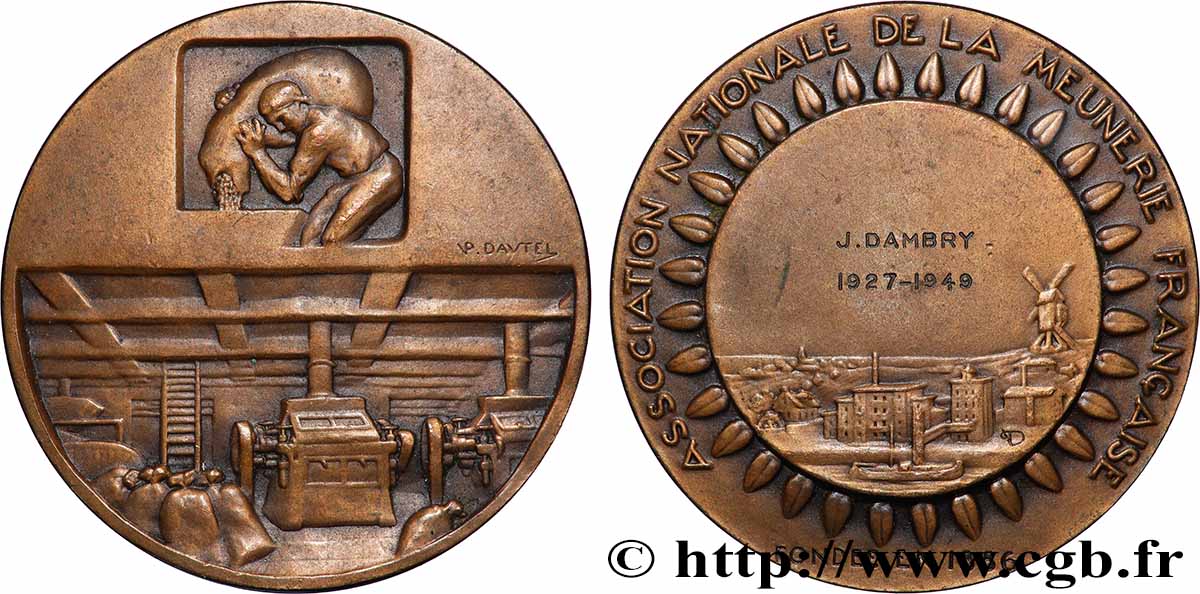 IV REPUBLIC Médaille, Association nationale de la meunerie française AU