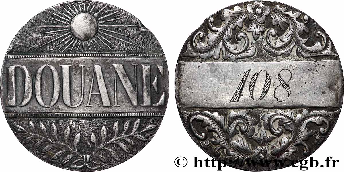 III REPUBLIC Médaille, Douane, n°108 XF
