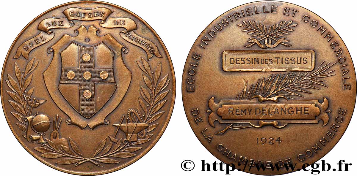 III REPUBLIC Médaille, École industrielle et commerciale de la chambre de commerce XF