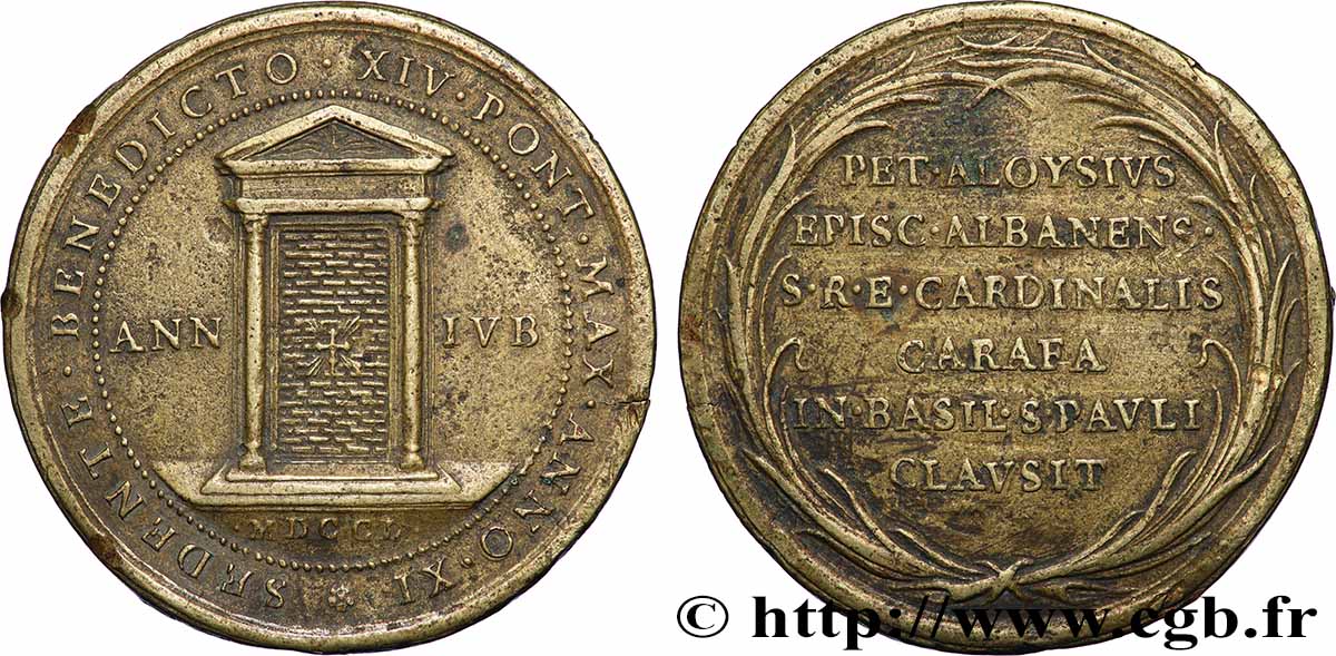 ITALIE - ÉTATS DU PAPE - BENOÎT XIV (Prospero Lambertini) Médaille, Fermeture de la Porte Sainte de la Basilique Saint-Pau TTB