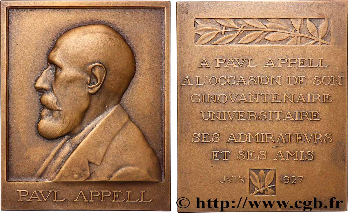 TROISIÈME RÉPUBLIQUE Plaquette, Paul Appell SUP