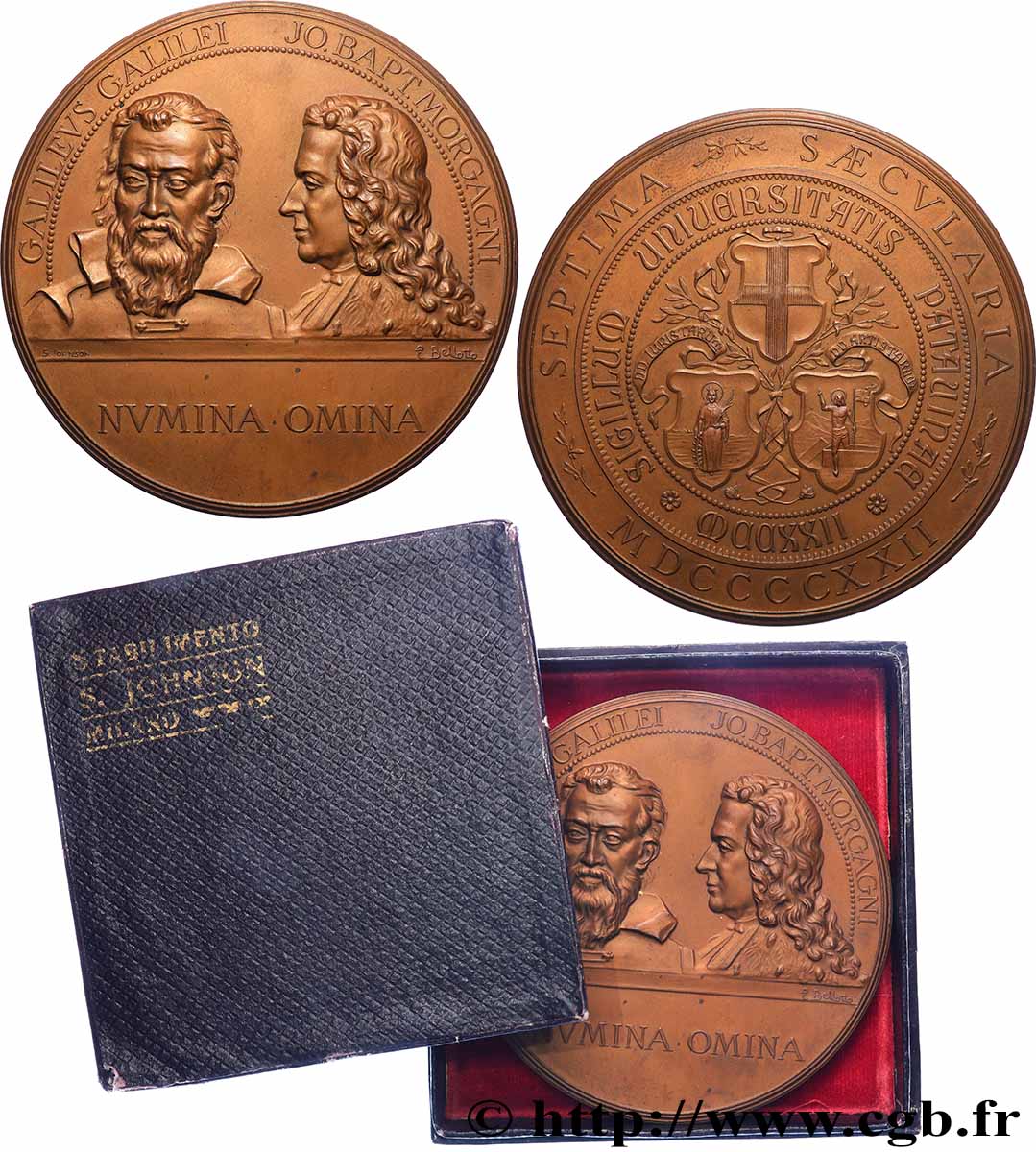 ITALIE Médaille, Galileo Galilei et Jean-Baptiste Morgagni SUP