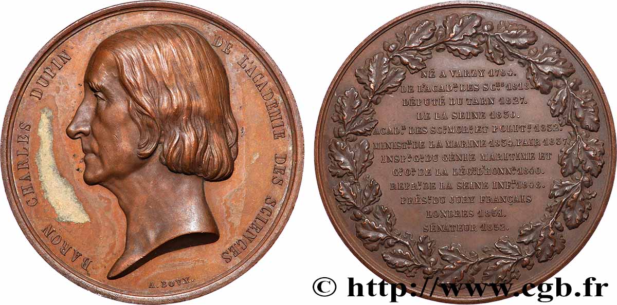 SECOND REPUBLIC Médaille, Charles Dupin XF