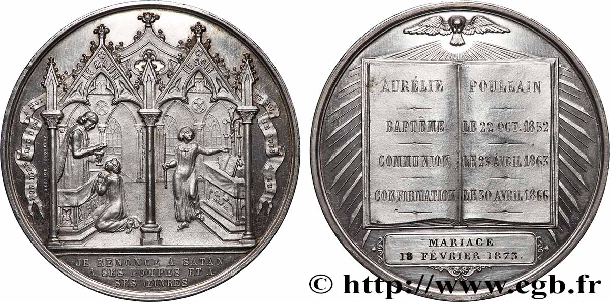 MÉDAILLES RELIGIEUSES Médaille de Baptême, Communion, Confirmation et Mariage VZ