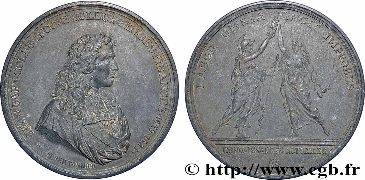 LOUIS XIV LE GRAND OU LE ROI SOLEIL Médaille, Jean-Baptiste Colbert TTB+